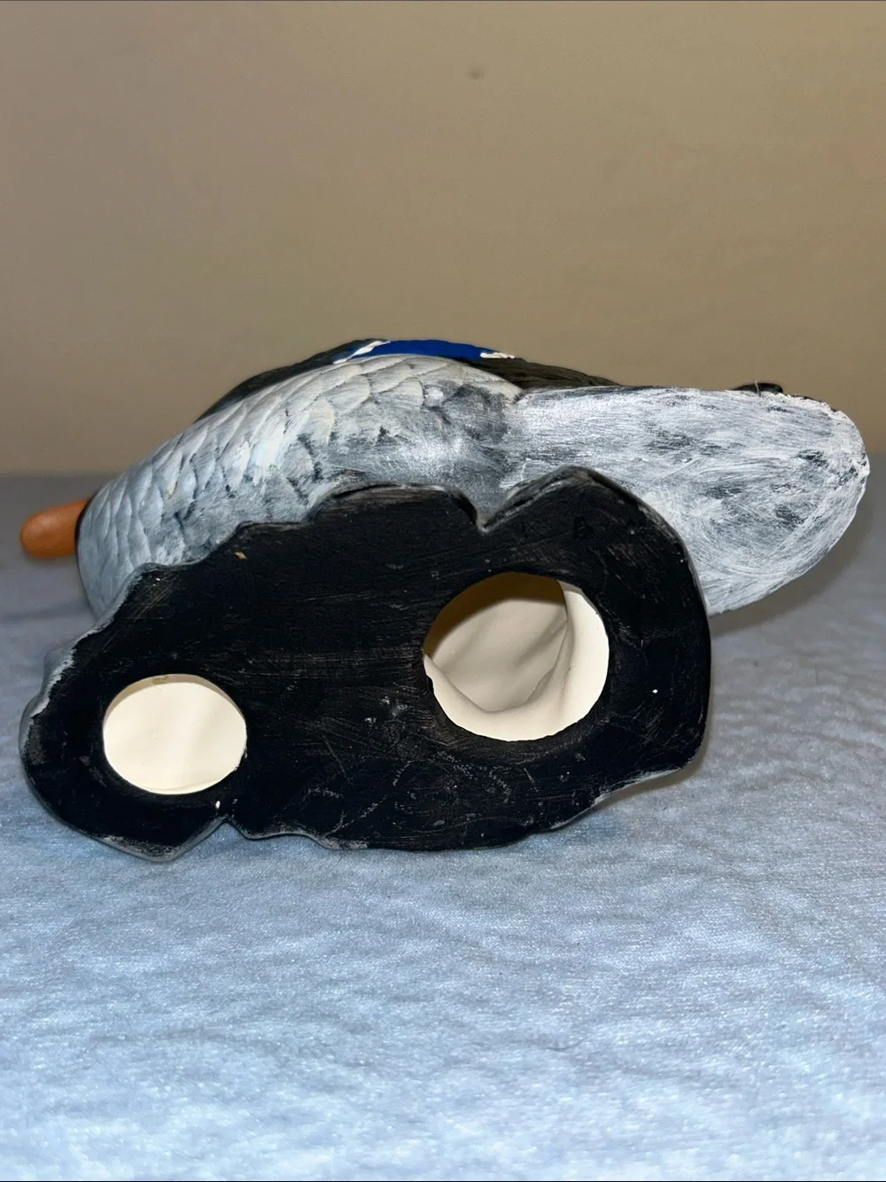 Ceramic Hand Painted Mallard Duck Standing on Rocks